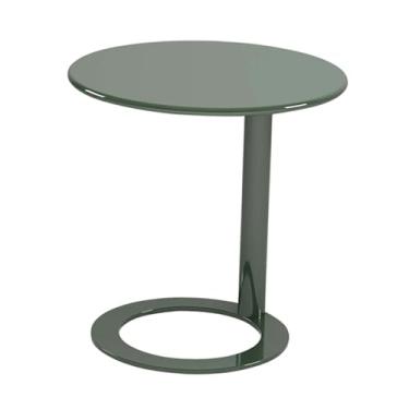 Imagem de YWJLQH Mesa lateral pequena redonda com pedestal de metal e base moderna para escritório em casa, dormitório, mesa de cabeceira, banheiro, sala de estar, Azul