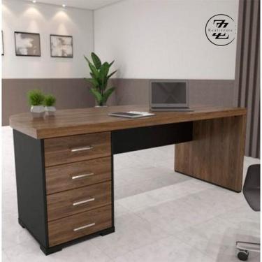 Imagem de Mesa tamburato com gavetas ii le - charuto/preto 6107 - Artany