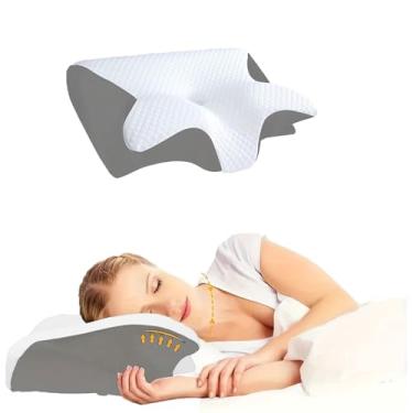 Imagem de Travesseiro para apneia do sono, travesseiro cervical profissional para alívio da dor no pescoço, travesseiro ortopédico de suporte de pescoço de espuma viscoelástica para dorminhocos laterais, costas