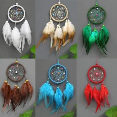 Imagem de Filtro dos Sonhos Apanhador de Sonhos 25cm - Amuleto Decorativo para Quarto e Proteção Espiritual(Verde)