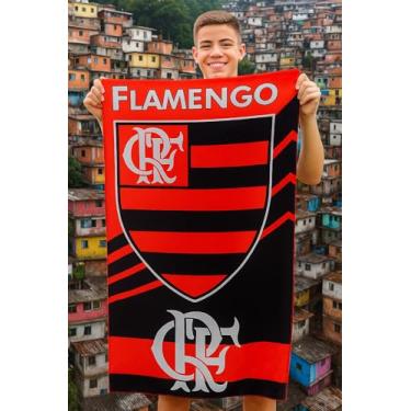 Imagem de toalha de banho grande 1,40x70cm praia piscina time torcedor flamengo errejota campeão presenteie