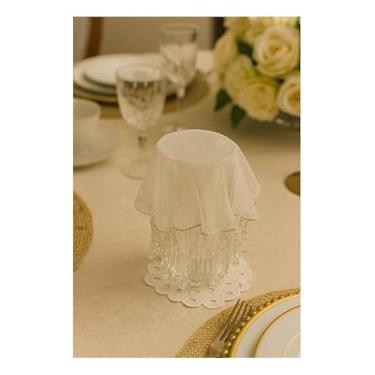 Imagem de Cobre Jarra e Copo em Organza com Pedrarias Artesanais, Proteção contra Insetos e Poeira, Decorativo, Feito no Ceará