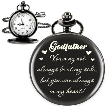 Imagem de XZtimes Presentes para padrinho de padrinho padrinho dia dos pais, presentes de aniversário, vintage, gravado, relógio de bolso com corrente, dia dos namorados, batismo, proposta cristã, para presente