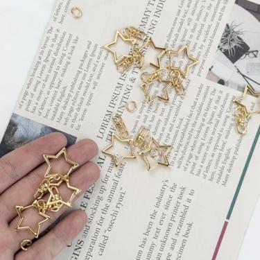 Imagem de 20 peças de clipes de chaveiro estrela para artesanato, fechos de garra de lagosta pequenos de metal dourado para chaveiros, clipes de gancho giratório, substituição de gancho de corrente de bolsa