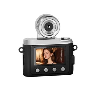 Imagem de Andoer Câmera digital retrô, câmera digital vintage portátil, aponte e atire compacta, pequena, 1080p FHD de vídeo 8MP para iniciantes, adolescentes e adultos, preto (preto)