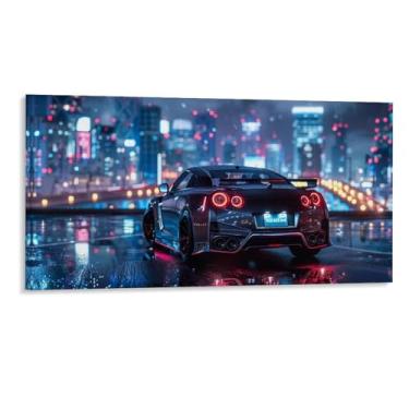 Imagem de HouLaiZhe R35 Esportes Noite Chuvosa Neon Posters Tela Estética Sala Decoração de Parede Impressões Galeria Sala Decoração de Parede para Quarto Sala de Estar Escritório 16 x 32 polegadas (40 x 80 cm)