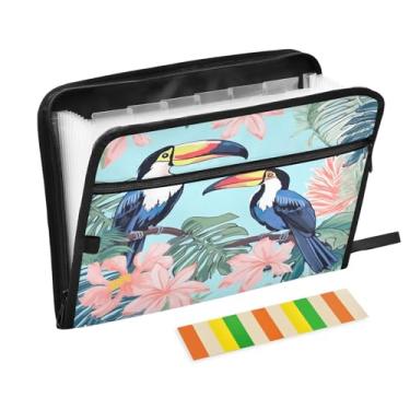 Imagem de Wassud Birds on Blossoming Tree Organizador de arquivos sanfonado, 13 bolsos, pastas expansíveis com abas e adesivos, organizador de pastas de documentos de recibo de papel tamanho carta A4 para