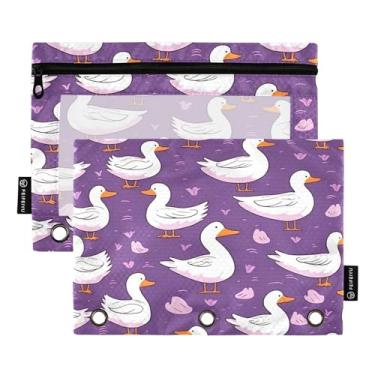Imagem de Wassud Ducks Pacote com 2 Pastas de fichário com 3 furos, pasta organizadora de arquivos para casa, escritório
