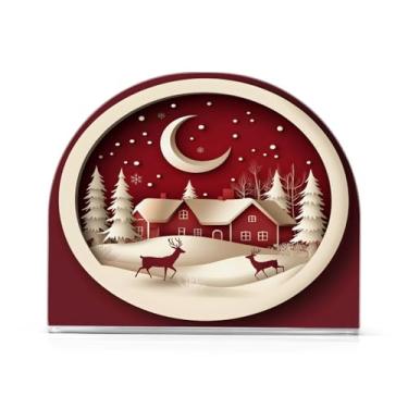 Imagem de xigua Porta-guardanapos de casa de Natal para mesas, porta-guardanapos de papel de placa acrílica elegante, dispensador de papel de seda independente moderno para sala de jantar, sala de estar