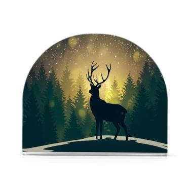 Imagem de Qilmy Porta-guardanapos de acrílico de rena de Natal, porta-guardanapos para mesas cozinha restaurante decoração de casa, suporte decorativo moderno para guardanapos de coquetel de papel de jantar 178