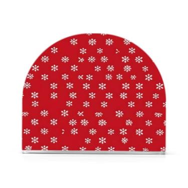 Imagem de Qilmy Lindo suporte de guardanapo de flocos de neve de Natal para mesas, porta-guardanapos de papel de placa acrílica elegante, dispensador de papel de seda independente moderno para sala de jantar