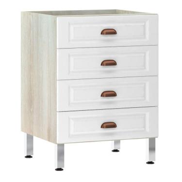 Imagem de Balcão De Cozinha Sem Tampo 60cm 4 Gavetas Agatha Legno Crema Com Branco Pet