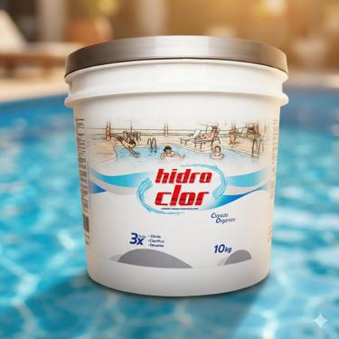 Imagem de CLORO ORGÂNICO TRIPLA AÇÃO 36% HIDROCLOR 10Kg para Piscina, Desinfeta, Clarifica e Decanta, 36% Concentração, Tratamento de Água