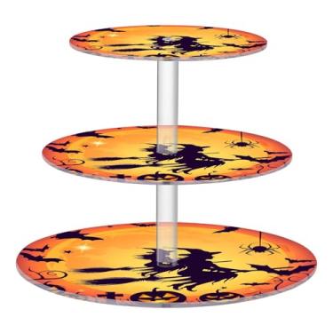 Imagem de CEBUGI Suporte de cupcake de 3 camadas, bruxas, suporte redondo para bolo, torre, bandeja de servir em camadas de acrílico para chá, chá de bebê, casamento e mais