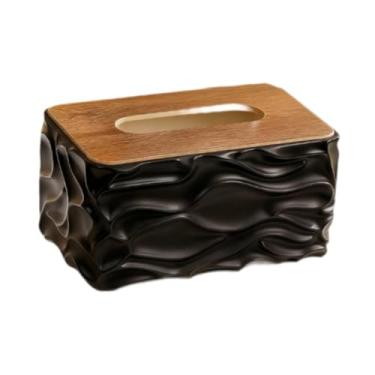 Imagem de Ｂｅｓｇａ Porta-lenços, Porta-guardanapos, Porta-papel Higiênico Retangular Original, Dispensador de Papel, para Lavatório/escritório, Preto, Tamanho real