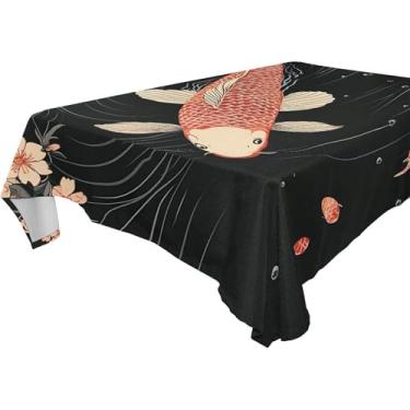 Imagem de Burbuja Toalha de mesa de peixe vermelho, toalha de mesa quadrada anti-rugas grossa para decoração de jantar, cozinha, festa, 137 x 137 cm