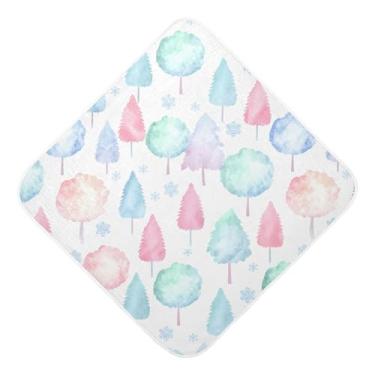 Imagem de Burbuja Toalha de banho de árvore de Natal para bebês - Toalha com capuz de musselina macia e absorvente para recém-nascidos, 89 x 89 cm