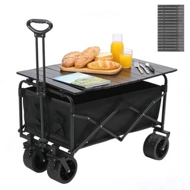 Imagem de Carrinho de Feira Dobrável Multiuso - 175kg de Carga, 6.45kg Leve, Rodas 17cm, Dimensões 82.5x59x56.5cm - Perfeito como Carrinho de Praia, Feira, Carga, Ferramentas, Mão e Pet (Com mesa, kit, 1)