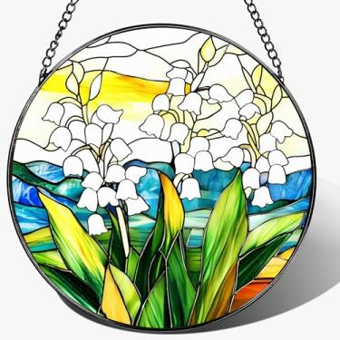 Imagem de Vitral para pendurar vitrais, flores de nascimento de 20 cm para pendurar janelas, decoração de janela e Natal, festival, dia das mães, aniversário, presentes para mãe, presentes de flores de