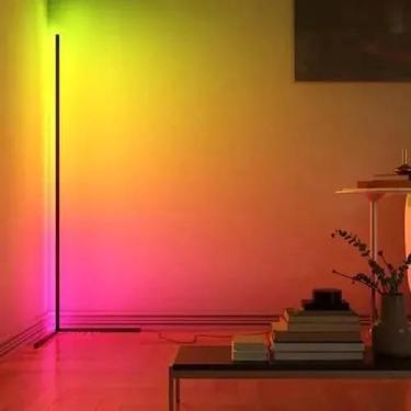 Imagem de Luminária Piso Canto Com Luminária Pé Controle Remoto, Bluetooth RGB
