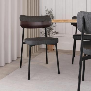 Imagem de Conjunto 4 Cadeiras de Jantar Tecido Mesclado Alloa Est. Preta