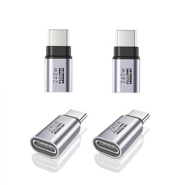 Imagem de Pacote com 4 extensores USB C, suporta transferência de dados de até 40 Gbps e carregamento rápido de 240 W, adaptador Usbc para Usbc, extensão USB C compatível com Thunderbolt 4/3, suporta vídeo 4K a