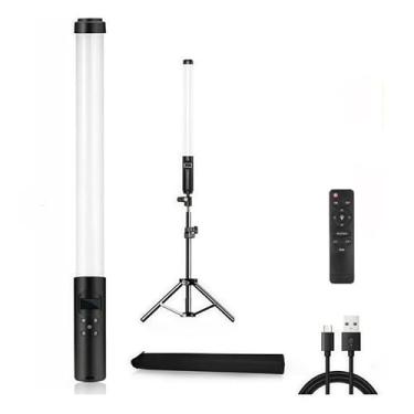 Imagem de Luz LED RGB Portátil com Tripé 2m – Bastão de Iluminação Fotográfica Ajustável CRI 85 para Vídeo, Foto e Lives(Bastão RGB+Controle+Tripe)