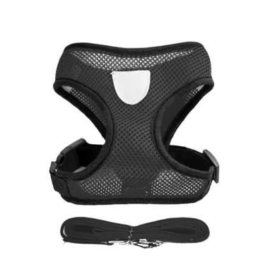 Imagem de Coleira Peitoral Ajustável para Cães e Gatos com Guia – Arnês Colete Pet Confortável Refletivo(M,PRETO)