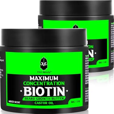 Imagem de Manteiga de barba, concentração máxima de biotina, com óleo de rícino e óleos de argan e jojoba, promove o crescimento da barba, modela, fortalece e suaviza barbas, barbas indisciplinadas enquanto