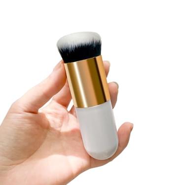 Imagem de Pincel de maquiagem profissional, pincel de base ultramacia, grande, único, para rosto, pó líquido, base, blush, maquiagem - branco