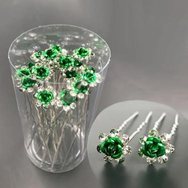 Imagem de Pacote com 20 alfinetes de cabelo de casamento, flores de strass, acessórios de decoração para noivas, damas de honra, mulheres, meninas