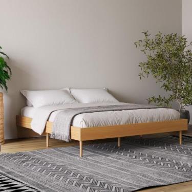 Imagem de Base de Cama Casal/Queen MDF Pés Madeira Natural 165cm TW17 Basic Dall
