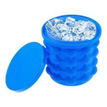 Imagem de Balde Forma Gelo Silicone Porta Garrafa Ice Magic Cube Lata Cor Azul -