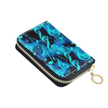 Imagem de Carteira feminina azul cósmica com zíper em torno do porta-cartão de crédito com bloqueio de RFID decorativo com zíper e porta-dinheiro