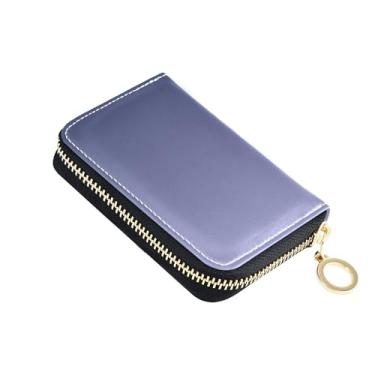 Imagem de Carteira feminina com protetor de cartão de crédito com bloqueio de RFID, pequena bolsa de moedas com zíper, porta-moedas com chaveiro, azul nobre, lavanda gradiente