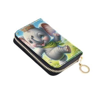 Imagem de GAIGEO Carteiras femininas de couro com bloqueio de RFID com zíper e zíper fofo Elepahnt Sprint