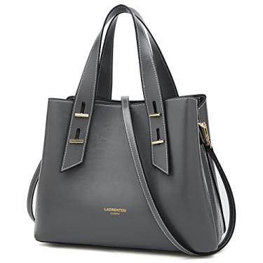 Imagem de LAORENTOU Bolsas de couro de vaca e bolsa pequena para mulheres bolsa sacola feminina bolsa de ombro feminina para o dia das mães, 01 Cinza