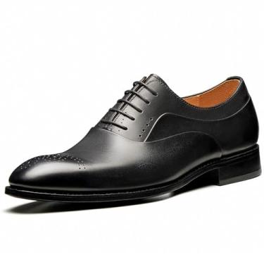 Imagem de Jepsen Gord Sapato social masculino de couro legítimo Oxfords luxuoso formal para negócios com costura rápida Blake, Couro de bezerro preto, 45