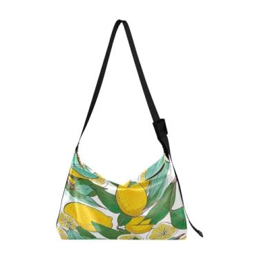 Imagem de Bolsa transversal de couro floral com limões grande, bolsa transversal de couro, bolsas Hobo femininas, Limão-6, One Size