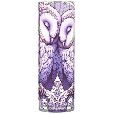 Imagem de Vasos de flores cilíndricos para centros de mesa lavanda coruja amor pássaros vaso redondo de plástico fofo personalizado exclusivo decoração de casa moderna, 30 cm x 9,9 cm