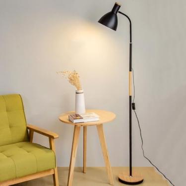 Imagem de Luminária de chão minimalista nórdica, ajustável, clássica, preta, vertical, em metal polido, para uso interno, luminária de coluna, clássica, alta, para quarto e sala de estar.