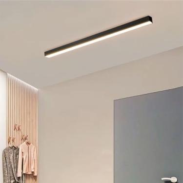 Imagem de Lâmpada de teto LED design minimalista moderno iluminação de teto longa lâmpada de sala de estar acrílico metal alumínio lâmpada de teto para quarto sala de jantar sala de jantar corredor (luz neutra