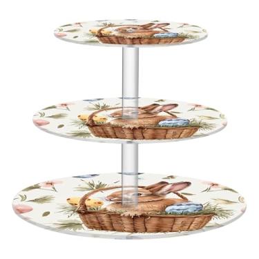 Imagem de Suporte de cupcake de 3 camadas de ovos de coelhos de páscoa para festa, copo de acrílico, torre de bolo, suporte de desenho animado, sobremesa, decorações de mesa para festa, aniversário, casamento