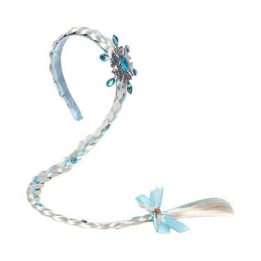 Imagem de Tiara De Princesa Com Flores Para Meninas, Peruca Longa Com Trança, Fa