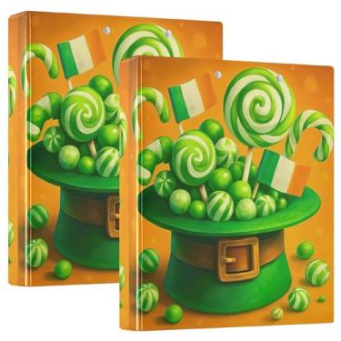 Imagem de Chapéu de duende verde personalizado para fichários de 3,8 cm, 3 anéis, 200 folhas, pastas, anel redondo, fichário de escritório, 31,5 x 27 x 6 cm, 1 pacote