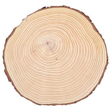 Imagem de Zerodis Fatias de Madeira Madeira Inacabada Casca Irregular Decoração Artesanal Rústica Adequada para Pintura Scrapbooking Selos Decorações Porta-copos Fundo Fatias de Madeira Círculos de Madeira de Pinho Rústico (22,5*23)