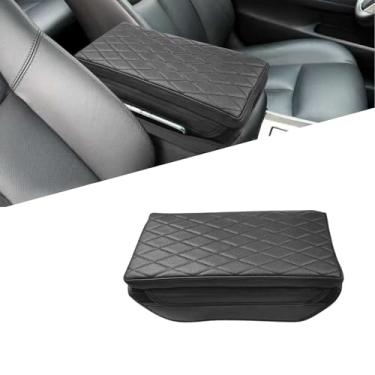 Imagem de RUIANTE Capa de console central compatível com Nissan Altima 5ª geração 2013-2018 dupla camada de couro napa protetor de braço com 2 bolsas de armazenamento acessórios (losango preto)