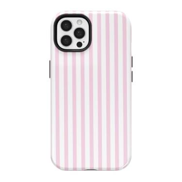 Imagem de Finyosee Capa compatível com iPhone 16 Pro Max com design bonito de estética listrada para meninas e mulheres, capa de proteção fina de TPU e policarbonato rígido para iPhone 16 Pro Max-Rosa