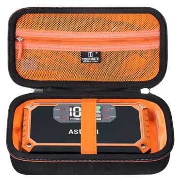 Imagem de Tourmate Capa rígida compatível com AstroAI Car Jump Starter, estojo de viagem para AstroAI/S ZEVZ 2000A 12V 18000mAh suporte de carregador de bateria de carro (apenas caixa) (preto + laranja)