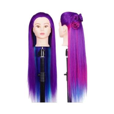 Imagem de Cabeça De Manequim De 24 Polegadas Com Cabelo De Fibra Para Prática De